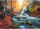Fototapete Papermoon "Mountain River Autun Waterfall", Bunt, B:5M L:2,8M, Vlies, Tapeten