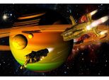 Fototapete Papermoon "Raumschiffe üBer Planet", Bunt, B:4M L:2,6M, Vlies, Tapeten