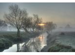 Fototapete Papermoon "Nebel Landschaft", Bunt, B:3,5M L:2,6M, Vlies, Tapeten