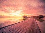 Fototapete Papermoon "Water Bungalows Maldives", Bunt, B:3,5M L:2,6M, Vlies, Tapeten
