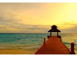 Fototapete Papermoon "Jetty In Sunset", Bunt, B:5M L:2,8M, Vlies, Tapeten