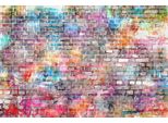 Fototapete Papermoon "Steinwand Ziegel Graffiti", Bunt, B:4,5M L:2,8M, Vlies, Tapeten