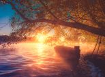 Fototapete Papermoon "Misty Lake View", Bunt, B:3,5M L:2,6M, Vlies, Tapeten