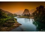 Fototapete Papermoon "Fluss In Landschaft", Bunt, B:3,5M L:2,6M, Vlies, Tapeten