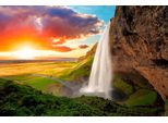 Fototapete Papermoon "Waterfall, Iceland", Bunt, B:5M L:2,8M, Vlies, Tapeten