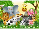 Fototapete Papermoon "Tiere Kinderbild", Bunt, B:4M L:2,6M, Vlies, Tapeten