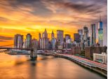 Fototapete Papermoon "Manhattan Skyline Sunset", Bunt, B:5M L:2,8M, Vlies, Tapeten