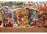 Fototapete Papermoon "Love Graffiti Wand", Bunt, B:3,5M L:2,6M, Vlies, Tapeten