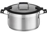 Kochtopf RÖSle "Silence Pro", Silber (Silberfarben, Schwarz), B:25,5Cm H:13,5Cm L:34,5Cm Ø:24Cm, TöPfe, Suppentopf Kochtopf, Innenskalierung Und SchüTtrand, SpüLmaschinen- Und Induktionsgeeignet