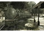 Fototapete Papermoon "Alter Zug Grau", Bunt, B:5M L:2,8M, Vlies, Tapeten