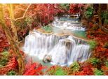 Fototapete Papermoon "Huay Mae Kamin Autumn Waterfall", Bunt, B:3,5M L:2,6M, Vlies, Tapeten
