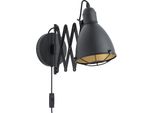 Eglo Wandleuchte "Treburley Wandlampe, E27, IP20, Stahl, Vintage, Wohnzimmerlampe, Lampe", Gold (Schwarz, Goldfarben), 1, H: 20Cm, Leuchten, Wand-/Deckenleuchte, L15,5 X B65 X H20 Cm, Schwarz, Gold, 1X28W Exkl., Wandleuchte