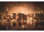 Fototapete papermoon "New YORK-CITY Skyline Brooklyn Bridge Vintage Wanddeko", Bunt, B:4,5M L:2,8M, Vlies, Tapeten