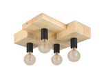 Eglo Deckenleuchte "Halkin Deckenlampe, Holz Und Stahl, E27, Wohnzimmerlampe, Flurlampe", Braun (Braun, Schwarz), 4, H: 14Cm, 1 Stk., Leuchten, Eglo Deckenleuchte Halkin Braun, Schwarz 4X40W L:40 H:14 Cm, Deckenleuchte