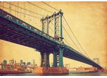 Fototapete Papermoon "Brooklyn BRIDGE-RETRO New York Manhattan BrÜCke Vintage", Bunt, B:4M L:2,6M, Vlies, Tapeten