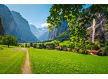 Fototapete papermoon "ALPEN-DORF Im Gebirge", Bunt, B:4,5M L:2,8M, Vlies, Tapeten