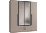 Kleiderschrank Wimex "Marburg ErhäLtlich In Den Breiten 135Cm & 180Cm", Beige (Saharagrau, Abgesetzt Grafit), B:180Cm H:199Cm T:58Cm, Holzwerkstoff, SchräNke, Kleiderschrank, Inkl. Spiegel Und Zwei Schubladen