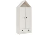 Kleiderschrank LÜTtenhÜTt "Alpi", Weiß, B:75Cm H:180Cm T:40Cm, Massivholz, SchräNke, Kleiderschrank, Kiefernholz, Mit EinlegeböDen Und Kleiderstange, HöHe 180 Cm