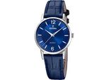 Quarzuhr FESTINA, blau, Armbanduhren, Damen, Quarzuhr, Armbanduhr, Damenuhr, Lederarmband, analog