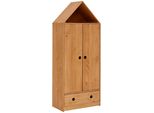 Kleiderschrank LÜTtenhÜTt "Alpi", Beige (Natur Gebeizt, Gewachst), B:75Cm H:180Cm T:40Cm, Massivholz, SchräNke, Kleiderschrank, Kiefernholz, Mit EinlegeböDen Und Kleiderstange, HöHe 180 Cm