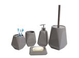 5-teiliges Badset MCW-C71, WC-Garnitur Badezimmerset Badaccessoires, Keramik ~ grau