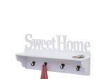 Wandgarderobe MCW-D41 Sweet Home, Garderobe Regal, 4 Haken Massiv 30X60X13Cm ~ Weiß