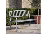 Gartenbank MCW-F43, Bank Parkbank Sitzbank, 2-Sitzer Pulverbeschichteter Stahl ~ Grau