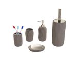 5-teiliges Badset MCW-H88, WC-Garnitur Badezimmerset Badaccessoires, Keramik ~ grau