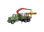 Bruder Bruder 02824 Mack Granite Holztransport-Lkw, Ladekran, Greifer + 3 BaumstäMme