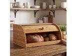 Brotkasten MCW-B80, Brotkiste BrotbehäLter Brotkorb Brotaufbewahrung, Bambus Rolldeckel ~ 17X40X28Cm, Ohne Schublade