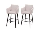 2Er-Set Barhocker MCW-H93, Barstuhl Tresenhocker, FußAblage Metall ~ Stoff/Textil Creme-Beige