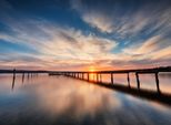 Fototapete Papermoon "Lake Sunset Wooden Pier", Bunt, B:4M L:2,6M, Vlies, Tapeten