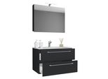 Waschtisch Vcm "3-Tlg. Waschplatz Waschtisch Badinos Schublade Sc", Schwarz, B:60Cm T:46Cm, Waschtische, Waschtisch