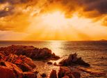 Fototapete Papermoon "Capriccioli Beach Sunset Sardinia", Bunt, B:4M L:2,6M, Vlies, Tapeten