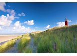 Fototapete Papermoon "Strand Mit Leuchtturm", Bunt, B:4M L:2,6M, Vlies, Tapeten