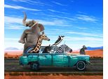 Fototapete Papermoon "Tiere In Auto", Bunt, B:4M L:2,6M, Vlies, Tapeten