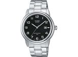 Quarzuhr, Silber (Edelstahlfarben, Schwarz), Casio Timeless Collection, Armbanduhren, Damen, Quarzuhr, Armbanduhr, Herrenuhr, Damenuhr, Analog, Datum, Edelstahlarmband
