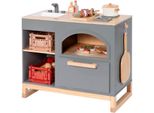 SpielküChe Musterkind "Taxus, Dunkelgrau/Natur", Grau (Dunkelgrau, Natur), SpielküChen, Kinderb:70Cm H:62Cm T:39Cm, Holz, B:70Cm H:62Cm T:39Cm