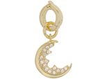 Charm-EinhäNger Amor "Mond", Gold (Gelbgoldfarben, Apricot, Apricot), Charms, Damen, Silber 925 (Sterlingsilber), Mit Zirkonia (Synth.)