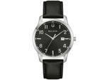 Quarzuhr Bulova "Sutton", Schwarz, Silberfarben, Armbanduhren, Herren, Quarzuhr, Armbanduhr, Damenuhr, Herrenuhr, Lederarmband, Analog, Datum