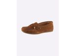 Slipper Heine, Damen, Gr. 38, Braun (Cognac), Leder, Rindsleder, Veloursleder, Schuhe Slipper