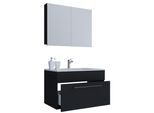 Waschtisch Vcm "3-Tlg. Waschplatz Waschtisch Badinos Schublade Sc", Schwarz, B:80Cm T:46Cm, Waschtische, Waschtisch
