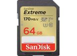 SANDISK Speicherkarte Extreme 64GB, grau (grau, goldfarben), 64 GB, Speicherkarten, Speicherkarte