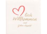 Papstar Servietten 'Herzlich Willkommen & Guten Appetit', 2‑Lagig, 20×20 Cm, 1/4‑Falz, Fsc, 125 StüCk
