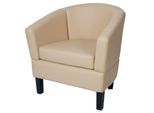 Lounge-Sessel MCW-O17, Sessel Clubsessel Cocktailsessel, Mvg-Zertifiziert Kunstleder ~ Creme