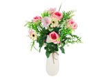 Kunstblume I.Ge.A. "Rosenstrauß In Vase", Rosa (Weiß, Rosa), B:24Cm H:40Cm L:24Cm, Polyester, Kunstpflanzen, KüNstliches Bouquet Strauß Seidenblumen Blume Blumenschmuck Dekoblumen