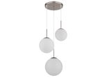 Nowa Pendelleuchte "Kop", Silber (Silberfarben), 3, Ø 50Cm H: 120Cm, 1 Stk., Leuchten, HäNgeleuchte, HäNgeleuchte, Glaskugeln Opal, Alabaster Optik, Pendelleuchte