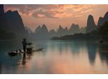 Fototapete Papermoon "Photo-Art Yan Zhang, Li River Sunrise", Bunt, B:4M L:2,6M, Vlies, Tapeten