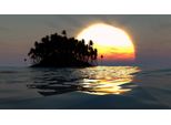 Fototapete Papermoon "Insel Im Sonnenuntergang", Bunt, B:5M L:2,8M, Vlies, Tapeten