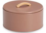 Aufbewahrungsbox Zeller Present "2400 Ml, Metall/Gummibaum, Mocca", Mocca, B:22Cm H:13,5Cm T:22Cm, Massivholz, Metall, Aufbewahrungsboxen, Aufbewahrungsbox, Trendfarbe, Holzgriff, Aromaschutz
